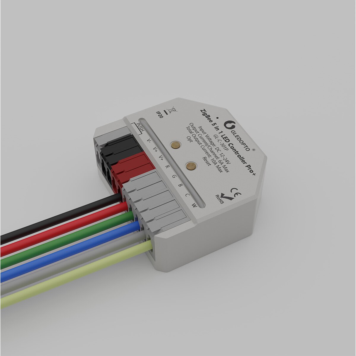Gledopto Zigbee 5 in 1 LED-ohjain RGB+CCT GL-C-301P 12-24V max 10A