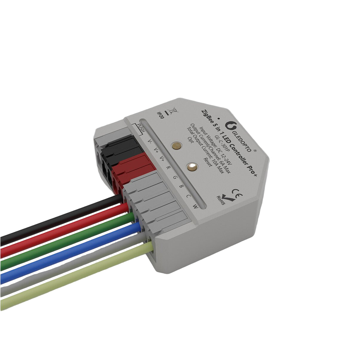 Gledopto Zigbee 5 in 1 LED-ohjain RGB+CCT GL-C-301P 12-24V max 10A