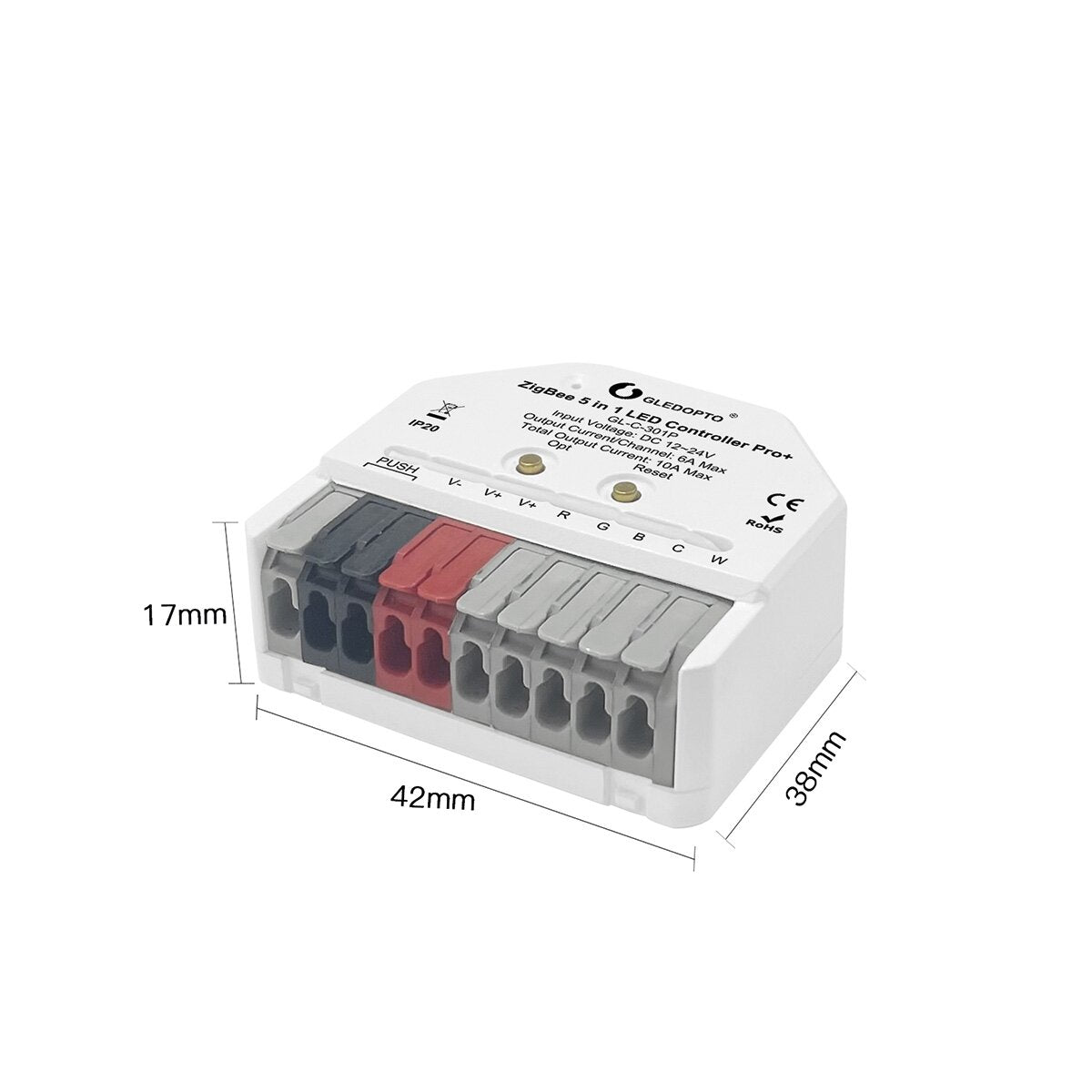 Gledopto Zigbee 5 in 1 LED-ohjain RGB+CCT GL-C-301P 12-24V max 10A