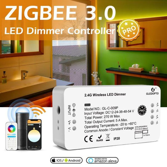 Gledopto Zigbee LED-ohjain WW/CW (CCT) 12-54V GL-C-006P