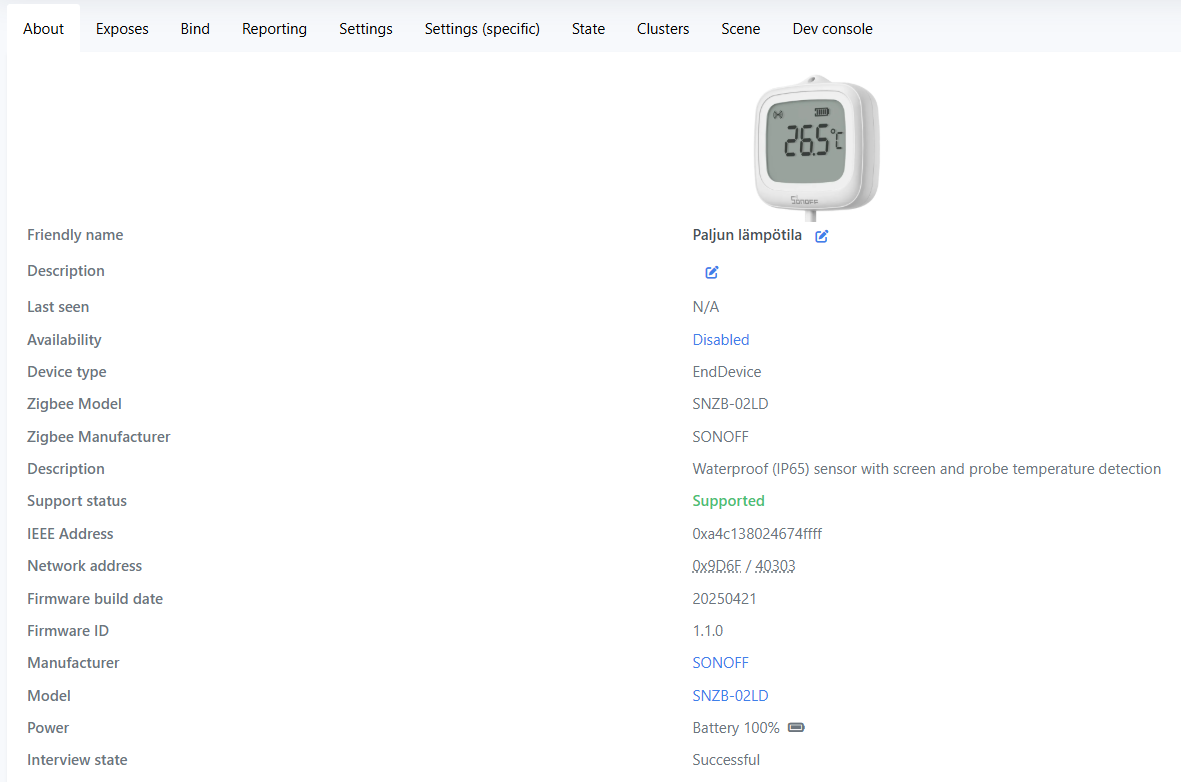 Zigbee IP65 LCD-lämpömittari anturikaapelilla (-40 °C…+115 °C), Sonoff SNZB-02LD