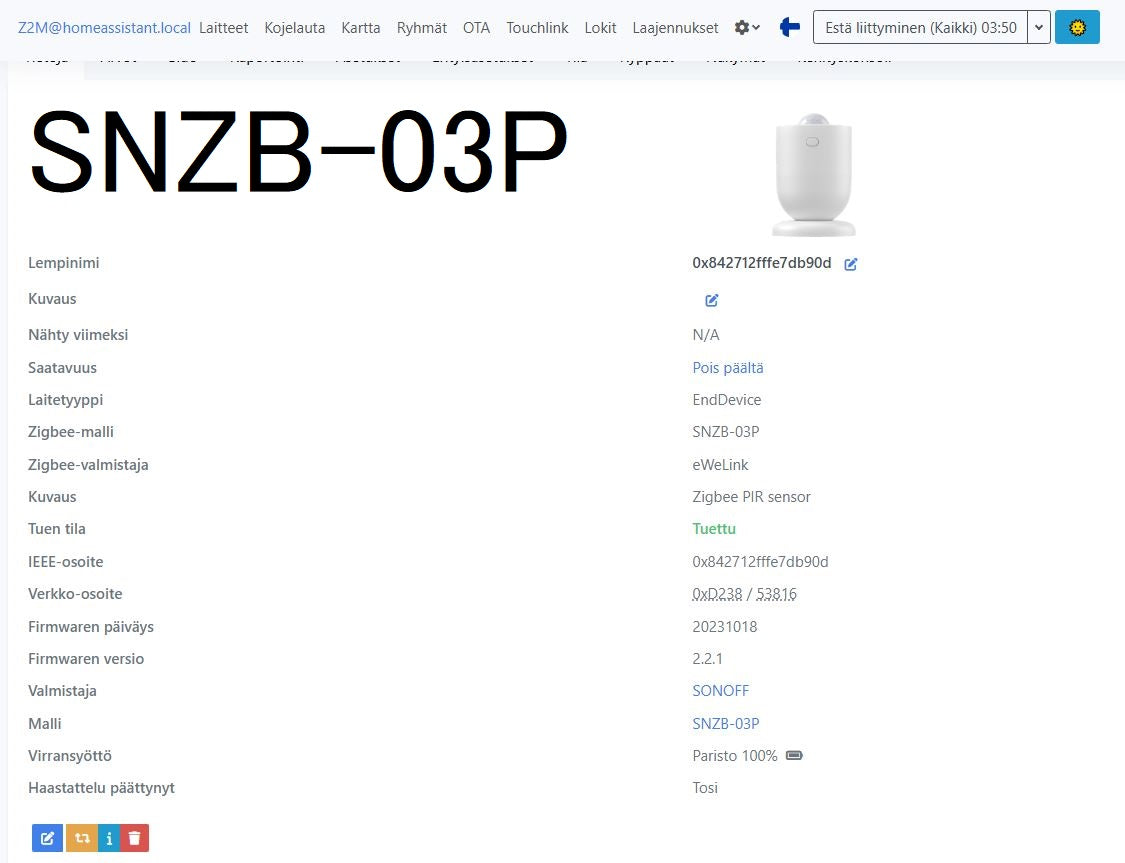 ZigBee PIR-liiketunnistin, langaton Sonoff SNZB-03P