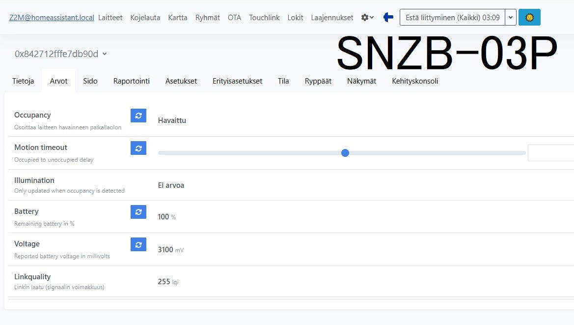 ZigBee PIR-liiketunnistin, langaton Sonoff SNZB-03P