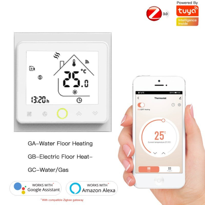 MOES Zigbee termostaatti sähköisella lattialämmitykselle ZHT-002-GB-BK-MS