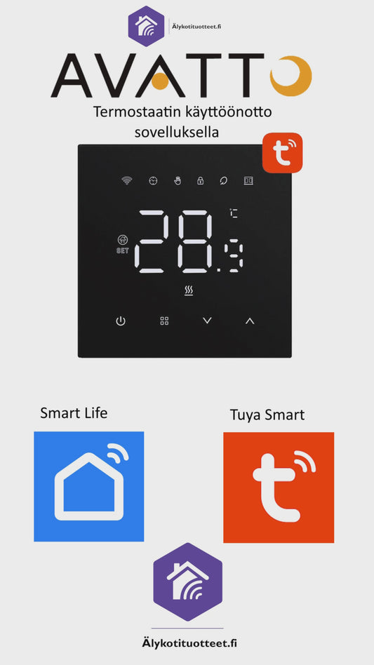 Avatto Wifi termostaatti sähköiselle lattialämmitykselle WT200-16A-W