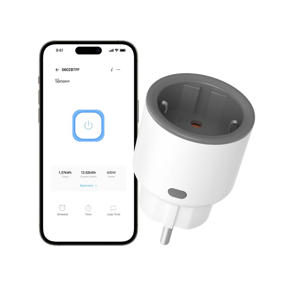 Sonoff S60ZBTPF zigbee älypistorasian energiamittaus eWeLink-sovelluksessa