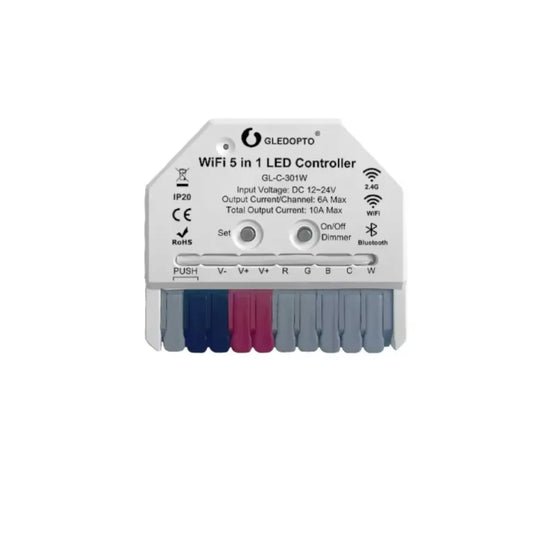 Wifi GL-C-301W RGBCCT-LED driveri 12-24V Gledopto kojerasia asennusrasia rasiaan mahtuva