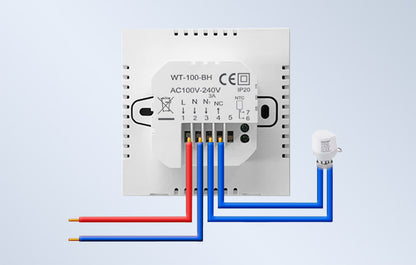 Avatto Zigbee-termostaatti vesikiertoiseen lattialämmitykseen 3A – ZWT100-3A kuvattuna takaa