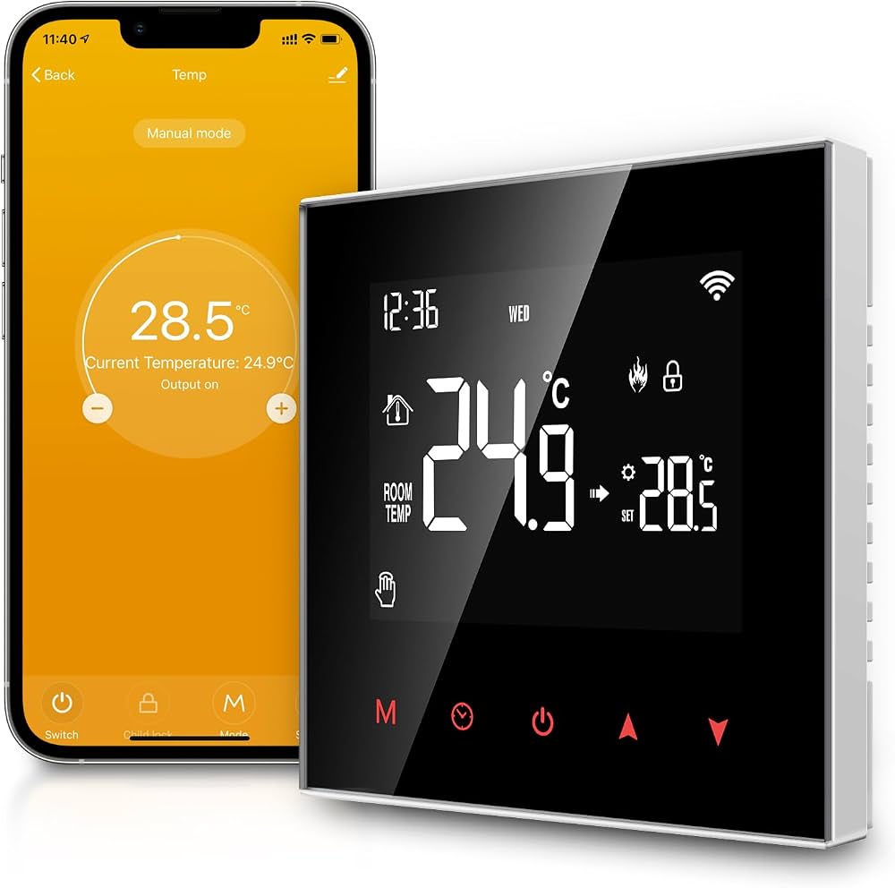Zigbee-termostaatti vesikiertoiseen lattialämmitykseen Tuya Smart-app ohjauksella