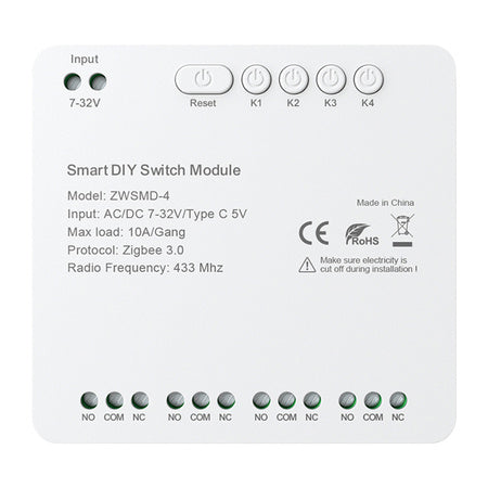 Avatto ZWSMD-4 (7–32V) – ZigBee 3.0 4-kanavainen Smart DIY -kytkinmoduuli