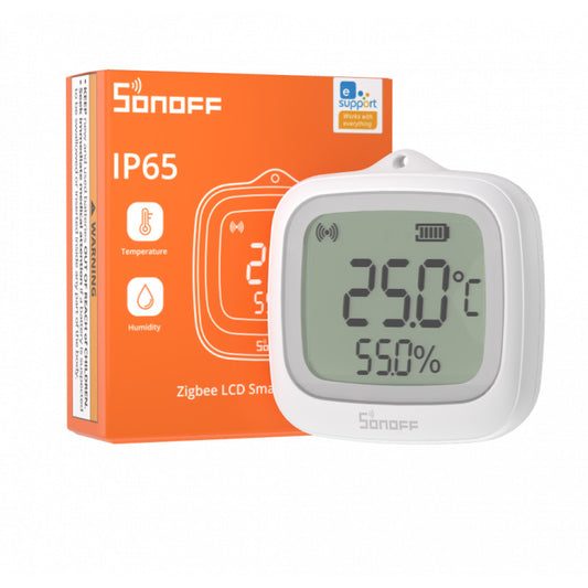 Zigbee IP65 LCD-lämpötila- ja ilmankosteusmittari ulko- ja sisäkäyttöön, Sonoff SNZB-02WD