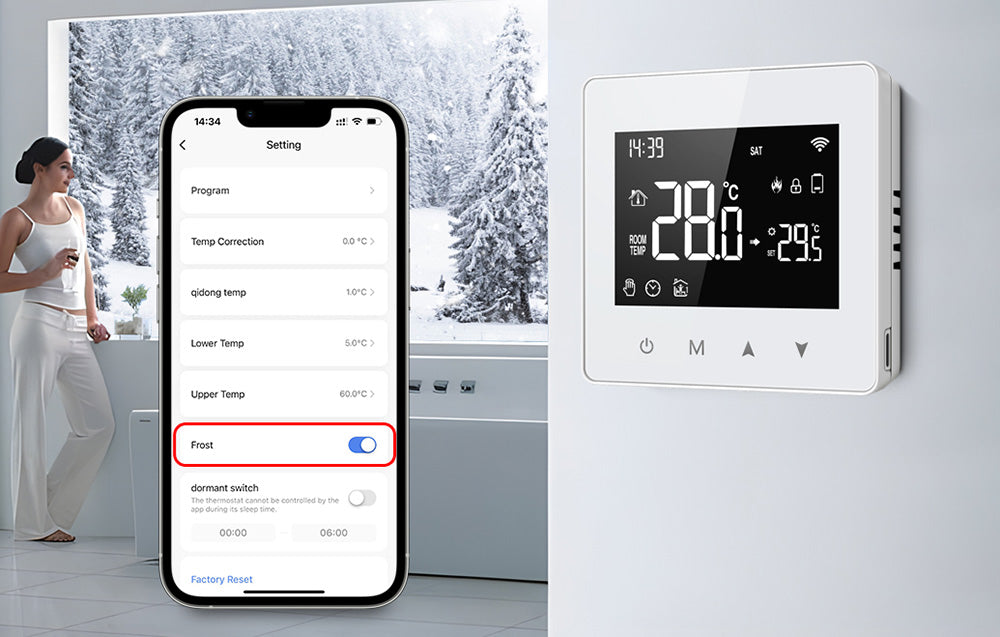Avatto Zigbee termostaatti ZWT198 paristokäyttöinen potentiaalivapaa