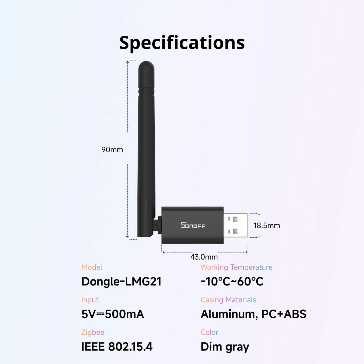 Sonoff ZigBee USB-Dongle Lite MG21 + 0,5m USB kaapeli