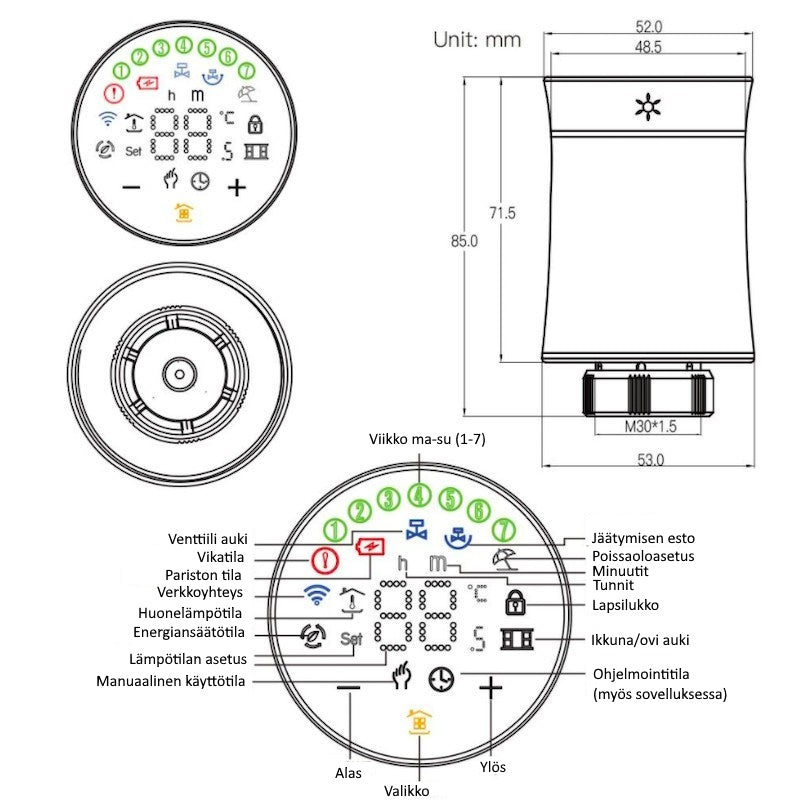 Moes Zigbee patteritermostaatti Valkoinen/Musta
