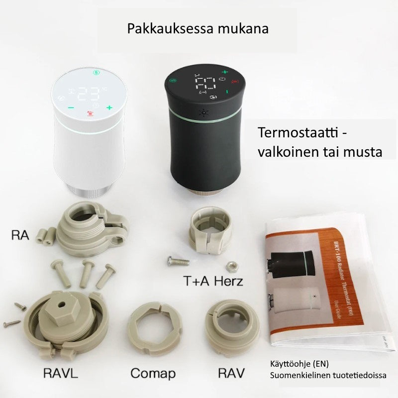 Moes Zigbee patteritermostaatti Valkoinen/Musta