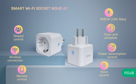 NOUS A7 WiFi-älypistorasia Smart Life ja Tuya -käyttöön
