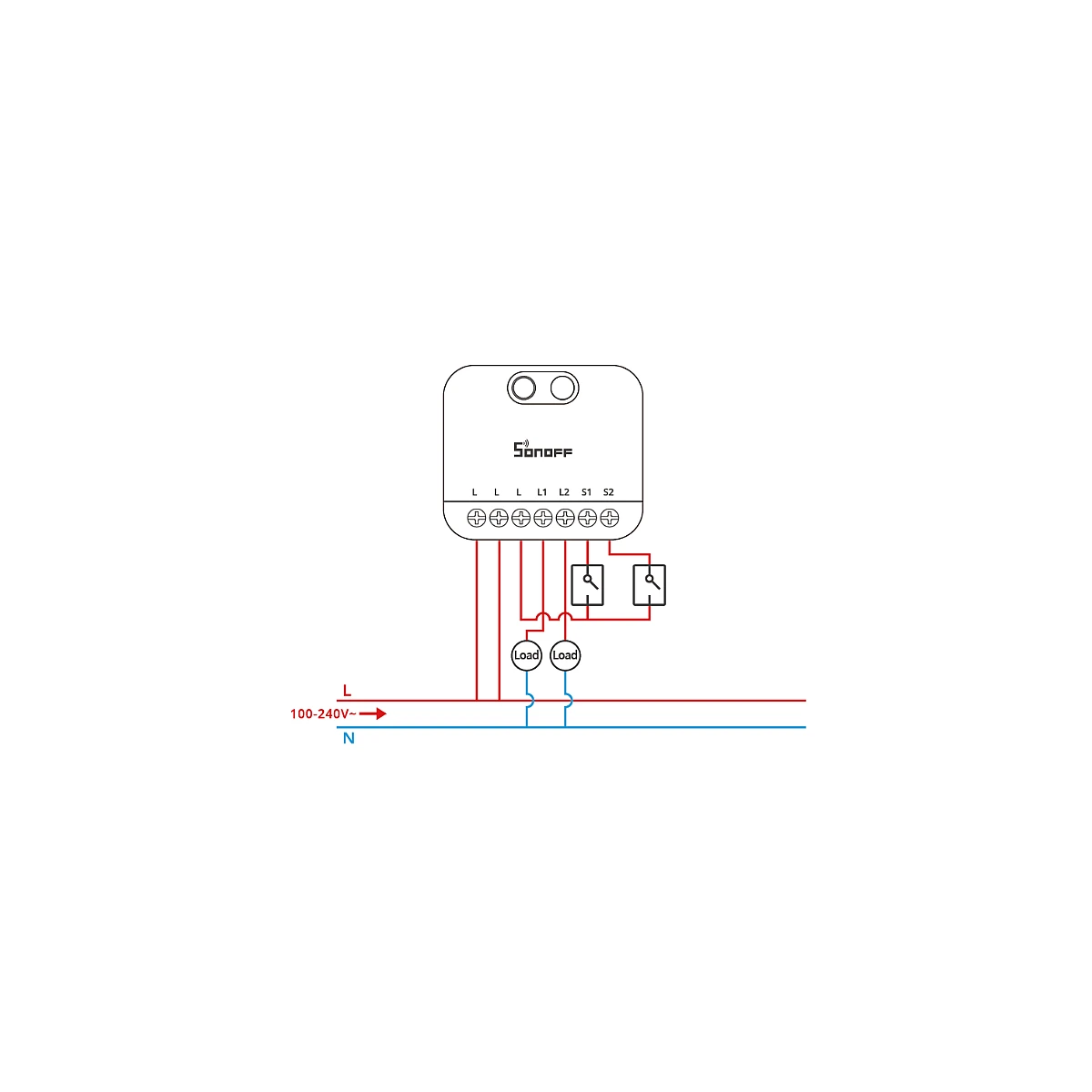 Zigbee 2-kanavainen älyrele MINI DUO 230V Sonoff MINI-ZB2GS