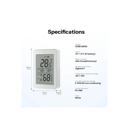 SONOFF AirGuard TH – Zigbee lämpötila- ja kosteusanturi näytöllä - SNZB-02DR2