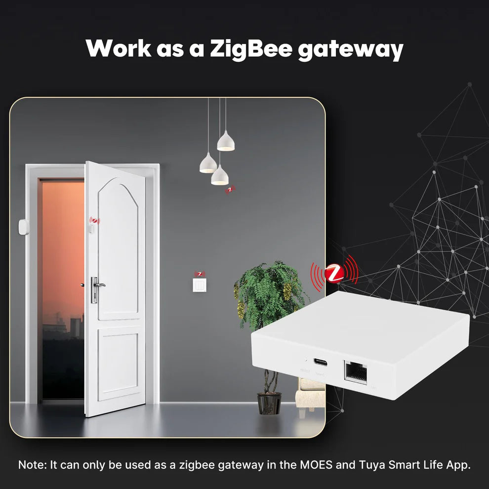 MOES MZHUB Tuya Zigbee + Matter Hub Ethernetillä