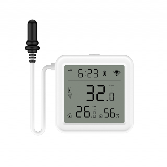 Wifi lämpötila- ja ilmankosteusmittari LCD-näytöllä ja ulkoisella anturilla Tuya MOES T08