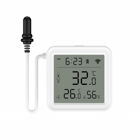 Wifi lämpötila- ja ilmankosteusmittari LCD-näytöllä ja ulkoisella anturilla Tuya MOES T08