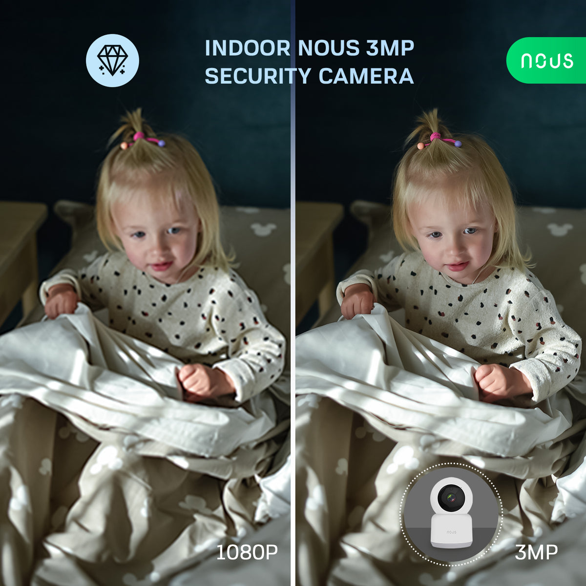 NOUS W2 3MP WiFi-sisäkamera 2304 × 1296 -tarkkuudella