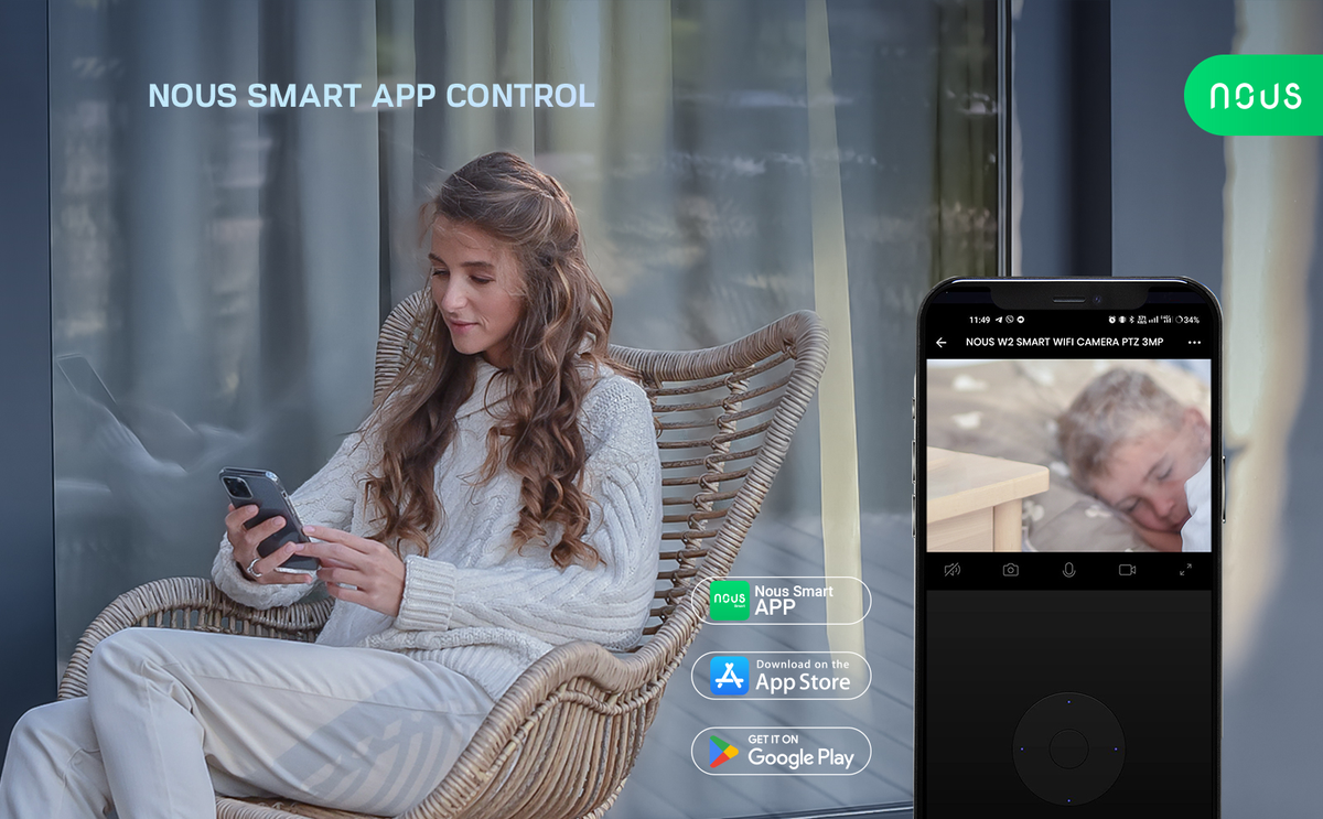 NOUS W2 3MP WiFi-kamera NOUS Smart Home -sovelluksessa