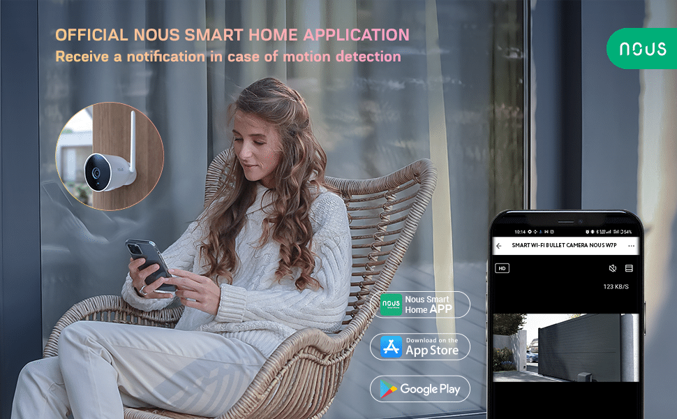 NOUS W7P kamera Smart Life Tuya -sovelluksessa