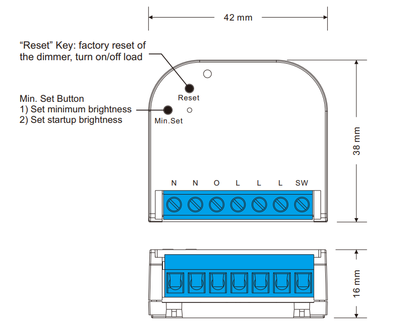 Zigbee LED-himmennin 230V energiamittauksella TRIAC Sunricher SR-ZG9041A-D